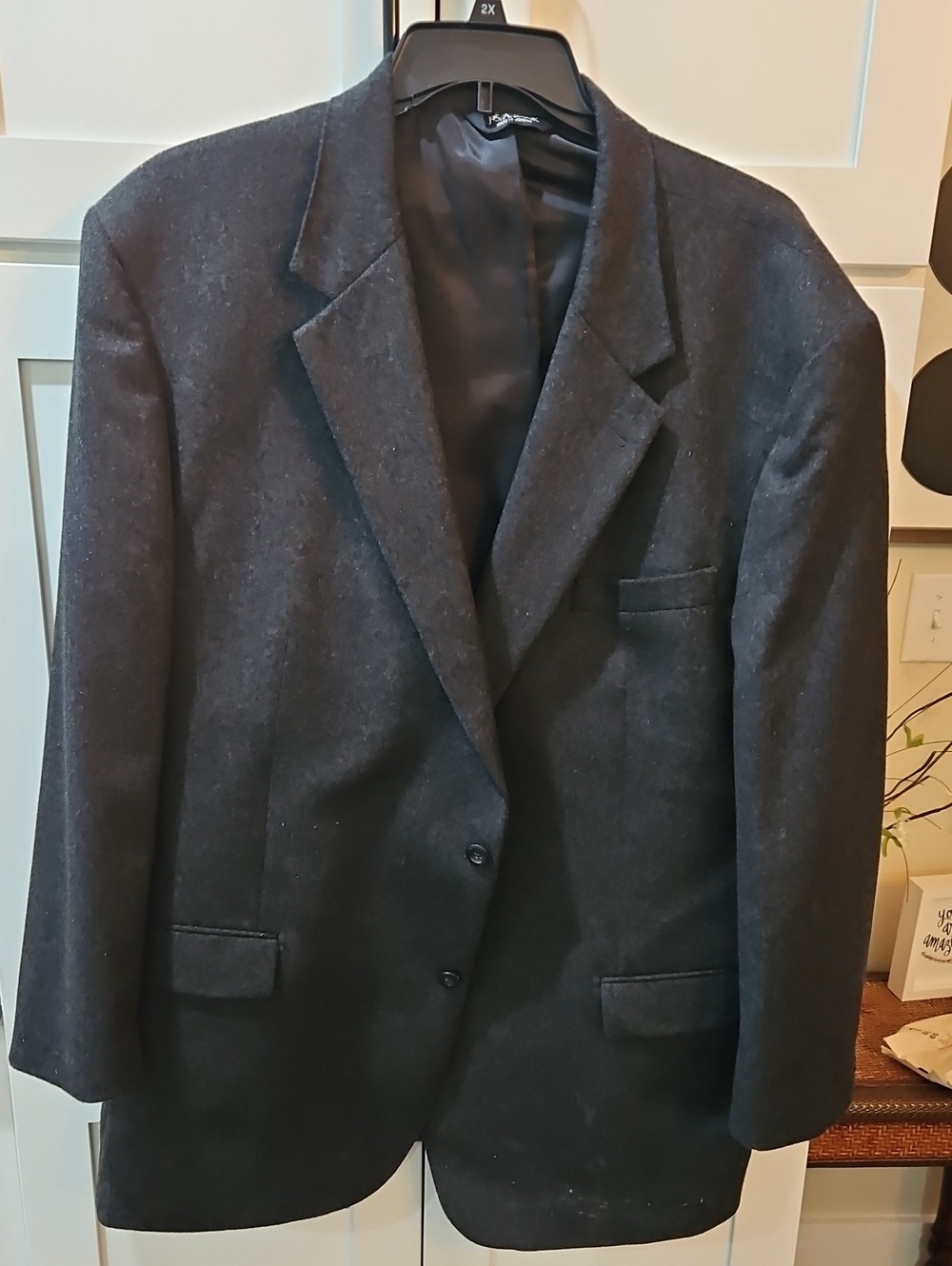 Men's Classic Black Blazer Wool 52 L